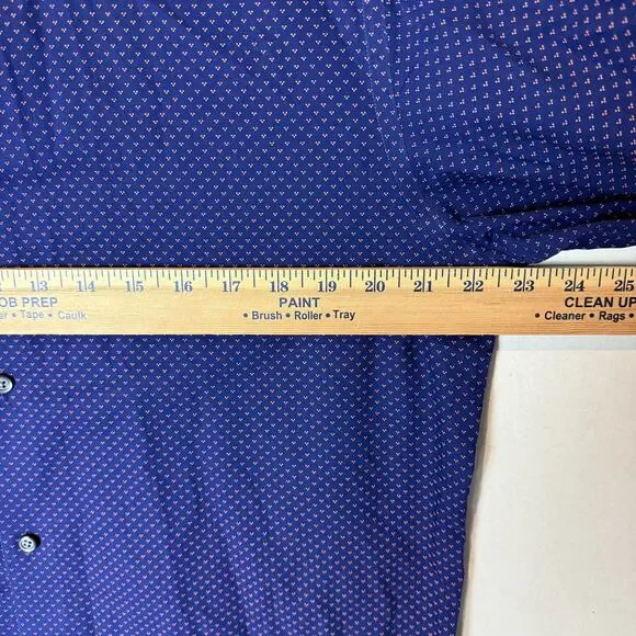 Banana Republic Shirt Men's Large Blue Cotton Polka Dot Grant Slim Fit Button-Up - Picture 10 of 11